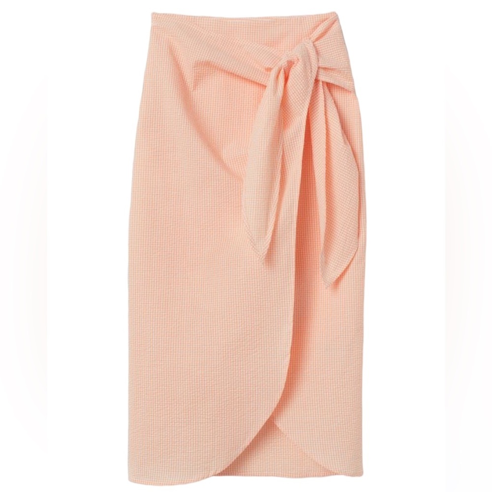 H&M seersucker light orange wrap skirt  size 4